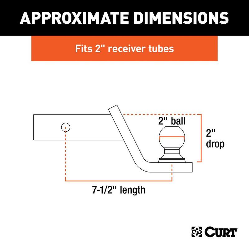 CURT 7,500 lbs. 2 in. Drop Fusion Trailer Hitch Ball Mount Draw Bar with 2 in. Ball (2 in. Shank) - 45134