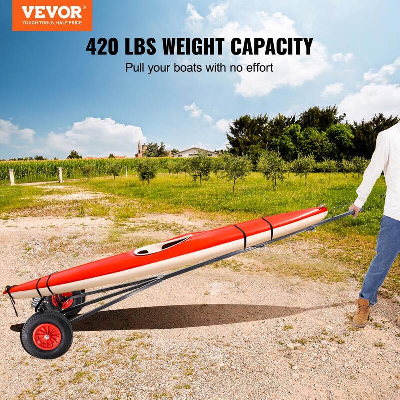 VEVOR Boat Trailer Dolly 420 lbs. Carbon Steel Trailer Mover with 96 in.-116 in. Adjustable Length for Moving Kayak, Boat - CYSDQYCHC4202WOE2V0