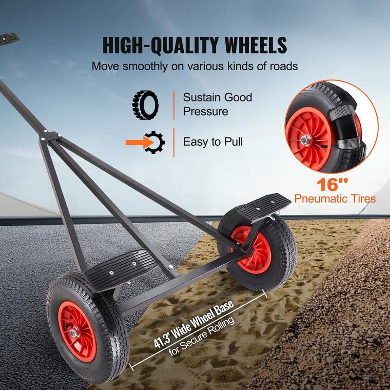 VEVOR Boat Trailer Dolly 420 lbs. Carbon Steel Trailer Mover with 96 in.-116 in. Adjustable Length for Moving Kayak, Boat - CYSDQYCHC4202WOE2V0