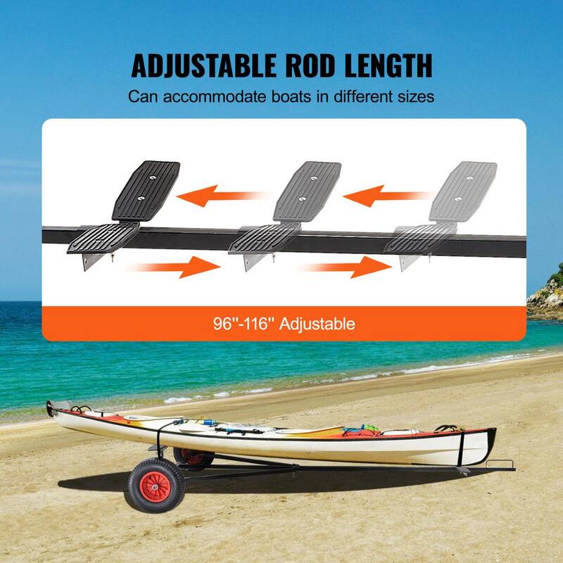 VEVOR Boat Trailer Dolly 420 lbs. Carbon Steel Trailer Mover with 96 in.-116 in. Adjustable Length for Moving Kayak, Boat - CYSDQYCHC4202WOE2V0
