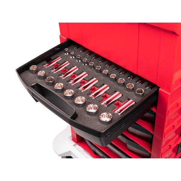 Tekton 3/8 Inch Drive 12-Point Socket Set with Open Top Drawer and Rack, 30-Piece 1/4-1 in. - OLB94306