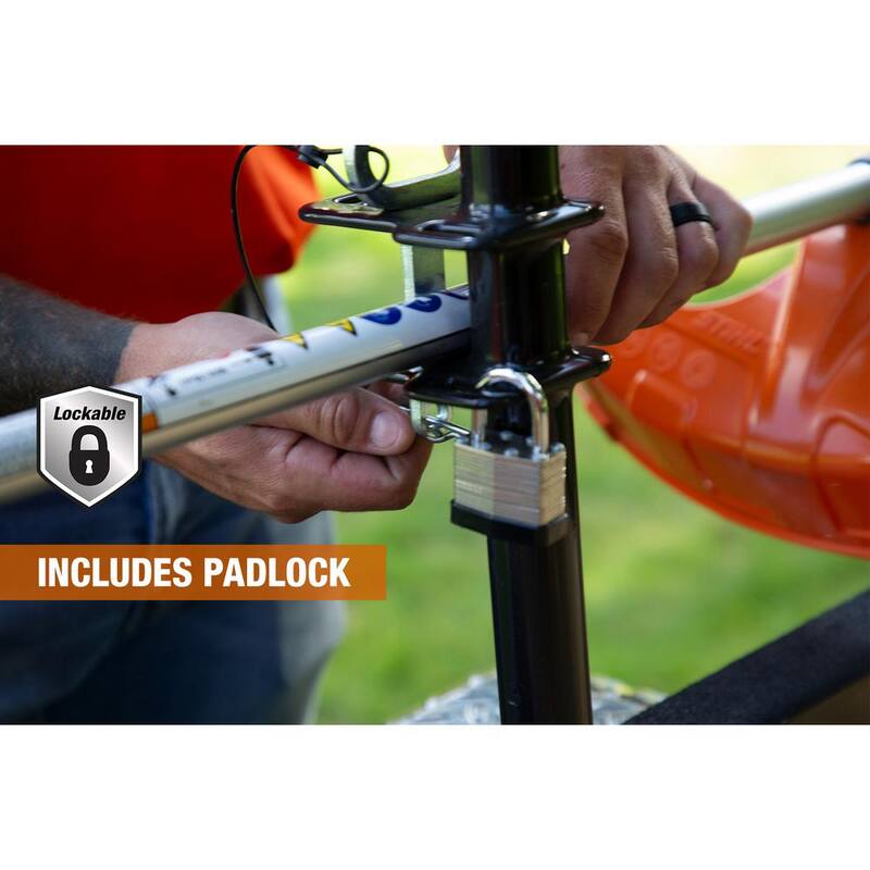 Buyers Products Company Channel Style 3-Position Landscape Trimmer Rack Holder for Open Trailers with Padlocks - LT13
