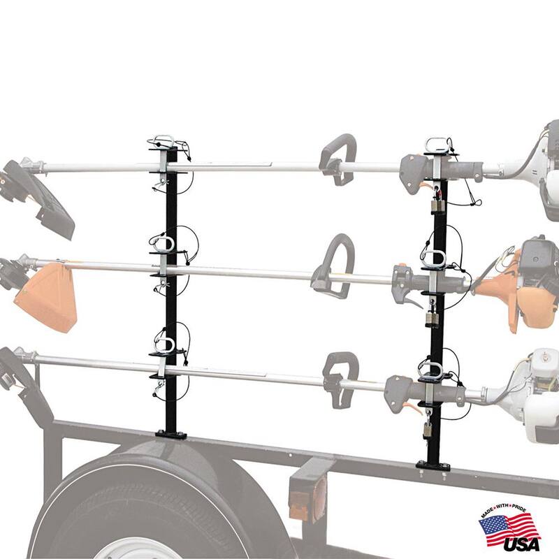 Buyers Products Company Channel Style 3-Position Landscape Trimmer Rack Holder for Open Trailers with Padlocks - LT13