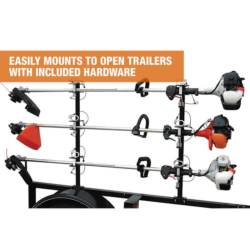 Buyers Products Company Channel Style 3-Position Landscape Trimmer Rack Holder for Open Trailers with Padlocks - LT13