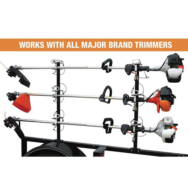Buyers Products Company Channel Style 3-Position Landscape Trimmer Rack Holder for Open Trailers with Padlocks - LT13