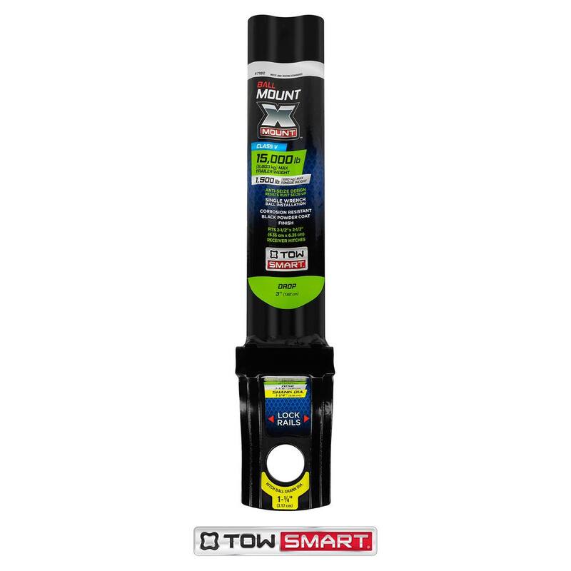 TowSmart Class V, 15,000 lb., 3 in. Drop x 1-1/2 in. Rise x 1-1/4 in. Shank, X-Mount Trailer Hitch Ball Mount - 7182