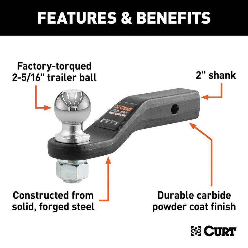CURT 15,000 lbs. 2 in. Drop Loaded Forged Trailer Hitch Ball Mount with 2-5/16 in. Ball (2 in. Shank) - 45331