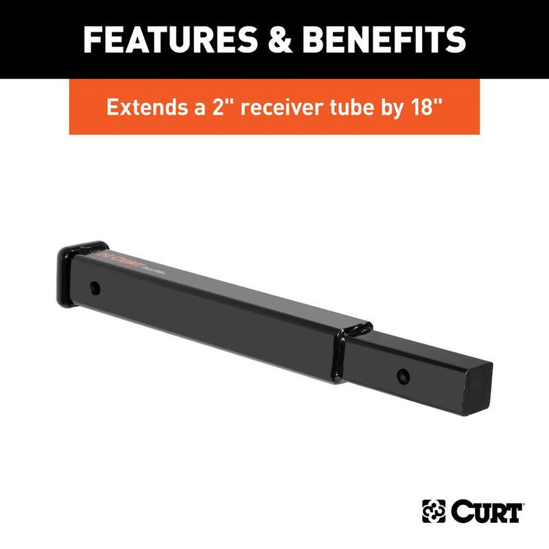 CURT 18" Receiver Tube Extender (2" Shank, 3,500 lbs.) - 45796