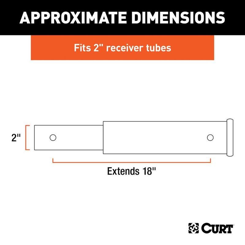 CURT 18" Receiver Tube Extender (2" Shank, 3,500 lbs.) - 45796