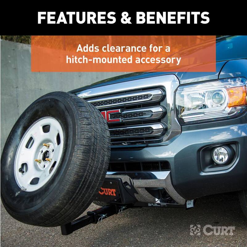 CURT 8 in. Receiver Tube Extender (2 in. Shank, 3,500 lbs.), Towing Draw Bar - 45791