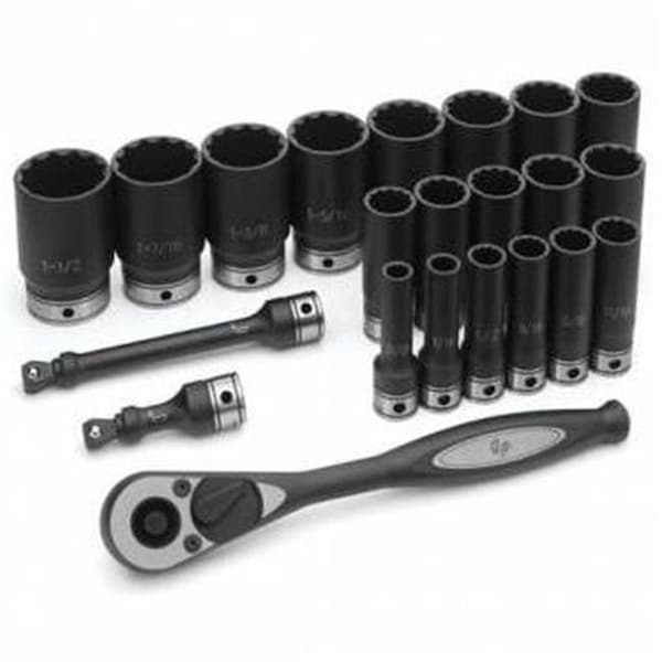 Grey Pneumatic Grey Pneumatic Corp. GY82222D .50 in. Drive 12 Point Fractional Deep Duo Socket Set - 22 Pieces - GY82222D