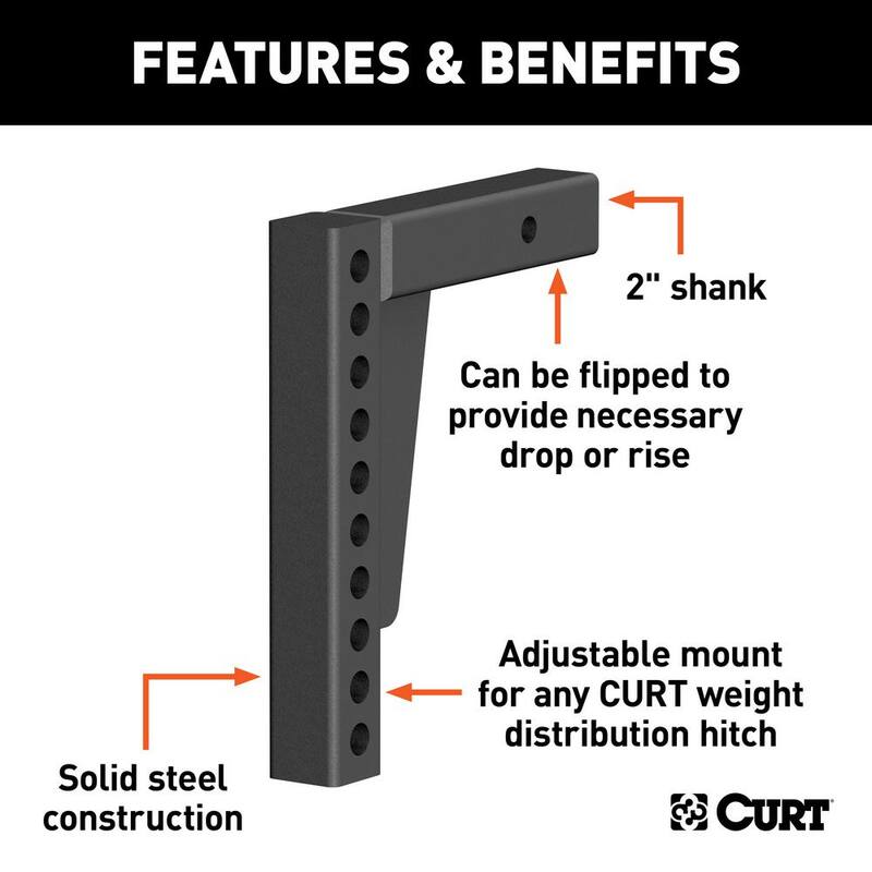 CURT Weight Distribution Shank (2" Shank, 7" Drop, 10-1/2" Rise) - 17123