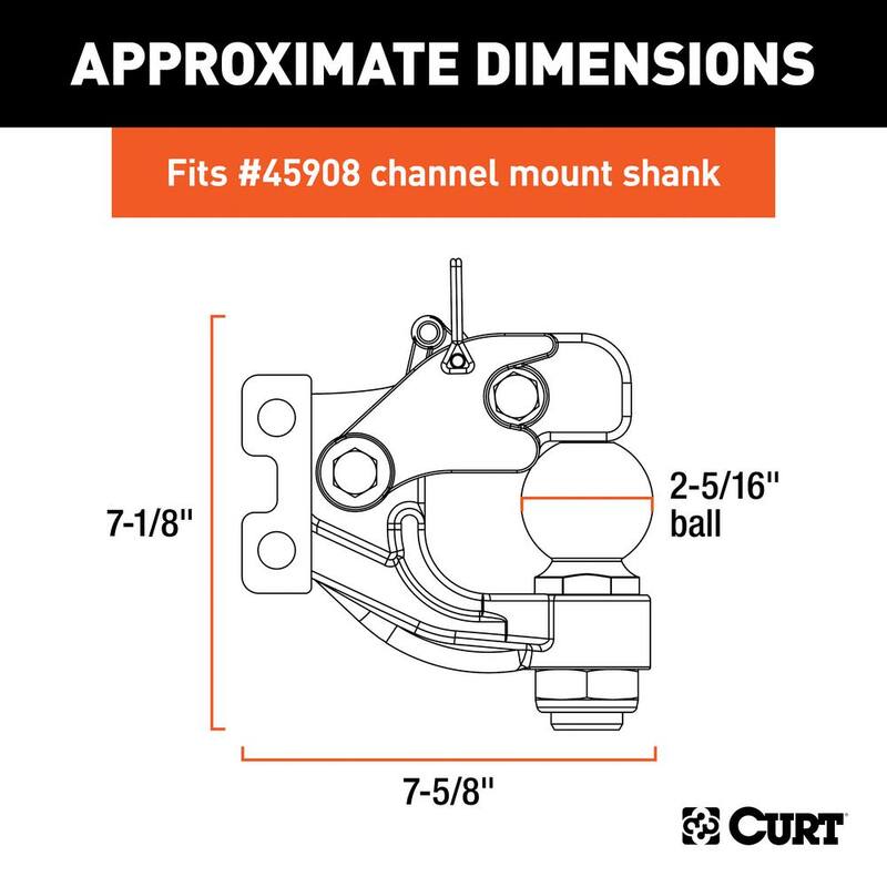 CURT 20,000 lbs. Replacement Trailer Hitch Channel Mount Ball & Pintle Combination with 2-5/16 in. Ball - 45922