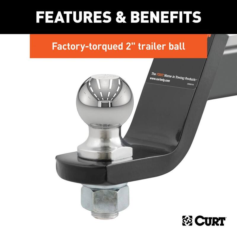 CURT 7,500 lbs. 4 in. Drop Loaded Trailer Hitch Ball Mount Draw Bar with 2 in. Ball (2 in. Shank) - 45056