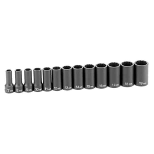 Cool Kitchen Grey Pneumatic .38 In. Drive 13 Piece Semi-Deep Metric Set - CO68463