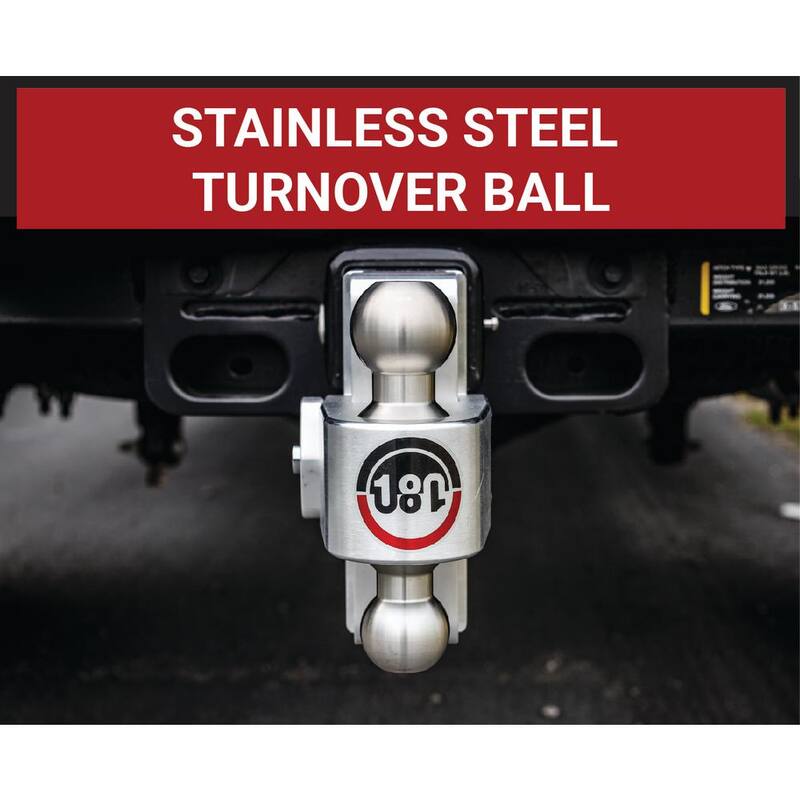 Weigh Safe 180 Hitch - 8" Adjustable Trailer Hitch Ball Mount for 2.5" Receiver w/ Stainless Steel Balls, 18,500 lbs GTW - LTB8-2.5