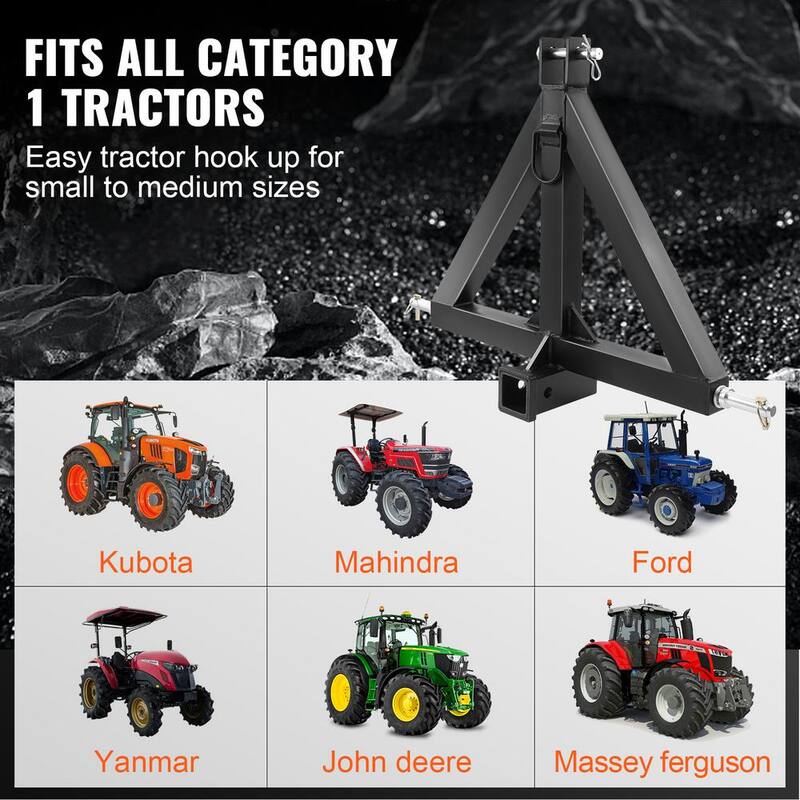 VEVOR 3 Point Hitch Receiver 2 in. Receiver Trailer Hitch Category 1 Tractor Tow Drawbar Adapter for Trailers Farm Equipment - SJXTJ2519YCSE9MANV0