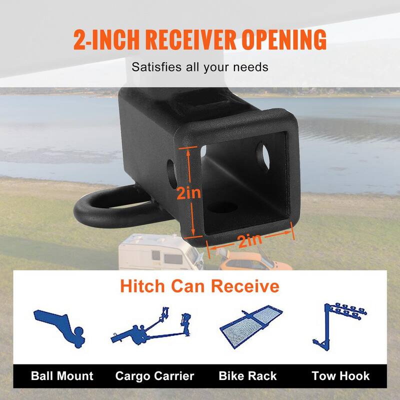 VEVOR Class 3 Trailer Hitch, 2 in. Receiver, Q455B Steel Tube Frame, Compatible with 2020-2023 Toyota Highlander, Black - GGLJQTG2YCTOVCHLXV0-730
