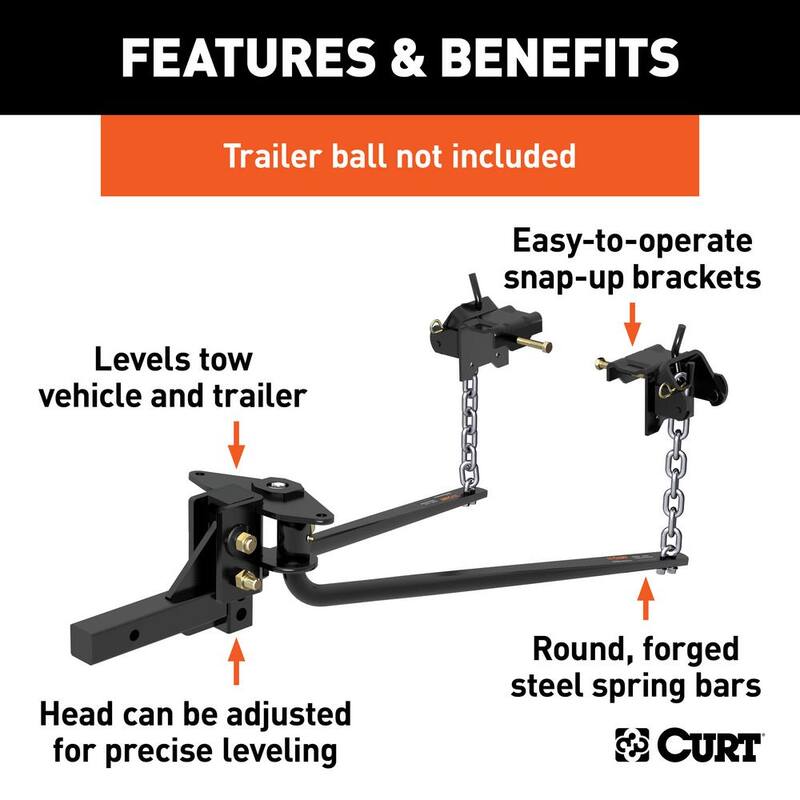 CURT MV Round Bar Weight Distribution Hitch, 2 in., Universal (5K - 6K lbs., 31-3/16 in. Bars) - 17050
