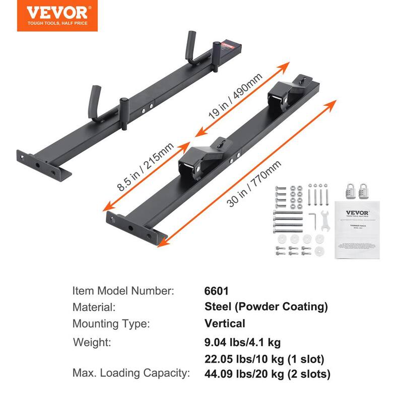 VEVOR Trimmer Rack 2-Place Weeder Trimmer Rack Trailer Kit with Zinc Alloy Password Lock, Pair - ZLSDCJGJ2000TXQY8V0