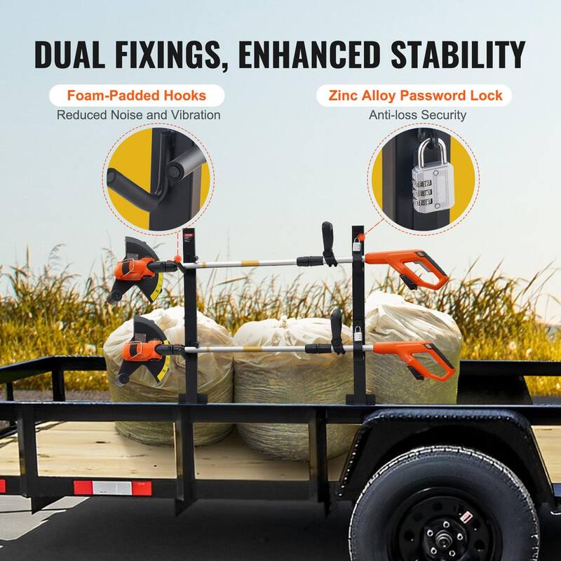 VEVOR Trimmer Rack 2-Place Weeder Trimmer Rack Trailer Kit with Zinc Alloy Password Lock, Pair - ZLSDCJGJ2000TXQY8V0