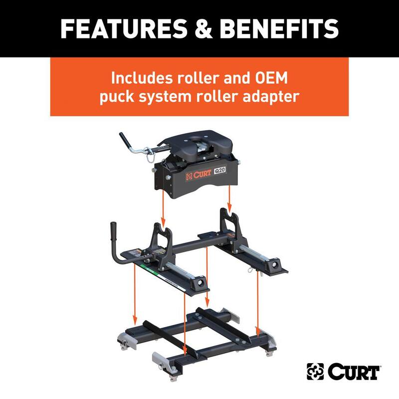 CURT Q20 5th Wheel Hitch with Roller and GM Puck System Adapter - 16671