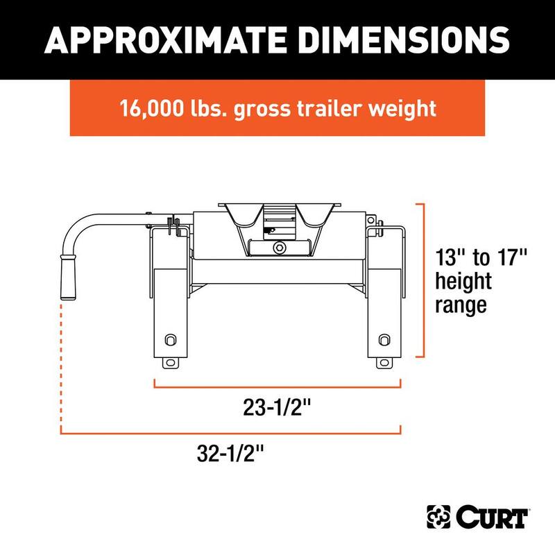 CURT E16 5th Wheel Hitch with Dual Axis Head and 16,000 lbs. Capacity - 16115