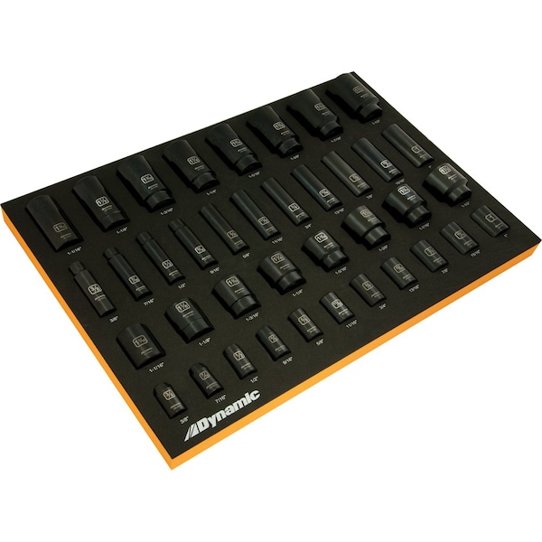 Dynamic Tools 39Pcs 1/2" Drive SAE Impact Socket Set With Foam Tool Organizer - D096005-FT1T