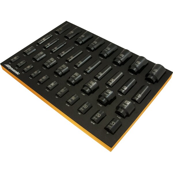 Dynamic Tools 39Pcs 1/2" Drive SAE Impact Socket Set With Foam Tool Organizer - D096005-FT1T