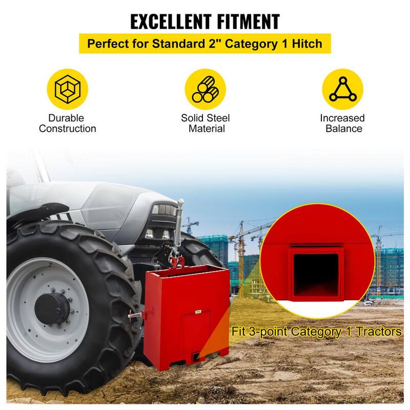 VEVOR 3 Point Ballast Box 800 lbs. Capacity Hitch Ballast Box Standard 2 in. Hitch Receiver Tractor Ballast Box with 5 cu.ft. - YZXSD1L2YCRED0001V0-0830