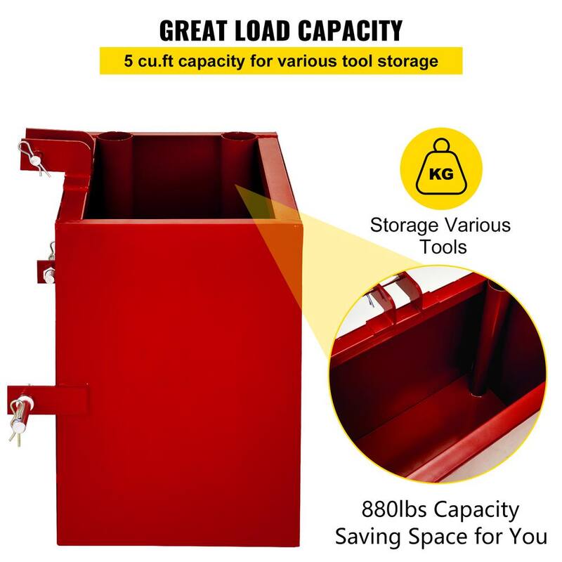 VEVOR 3 Point Ballast Box 800 lbs. Capacity Hitch Ballast Box Standard 2 in. Hitch Receiver Tractor Ballast Box with 5 cu.ft. - YZXSD1L2YCRED0001V0-0830