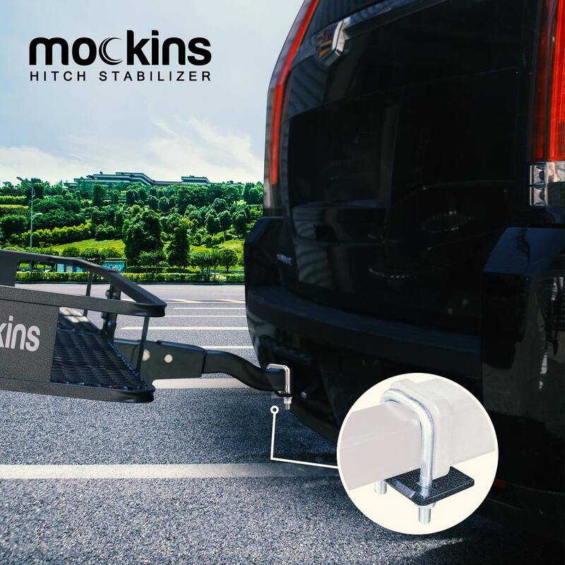 Mockins 1.25 in. - 2 in. Hitch Stabilizer and Tightener with Anti-Rust Coating for Hitch Mounted Cargo Carriers - MASTBLZR35