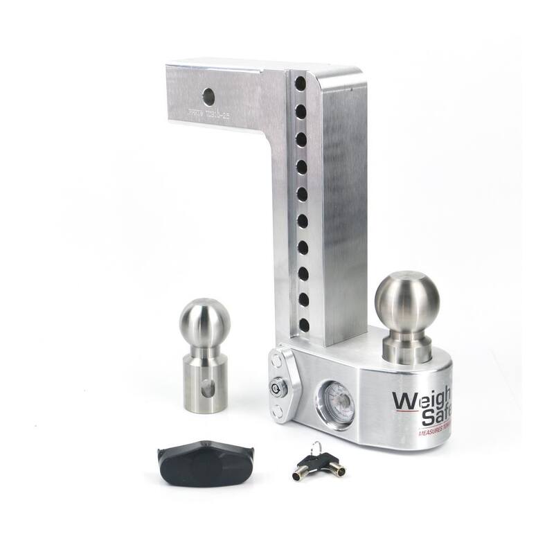 Weigh Safe Aluminum 10" Adjustable Trailer Hitch for 2.5" Receiver w/ Built in Weight Scale - 18,500 lbs GTW - WS10-2.5