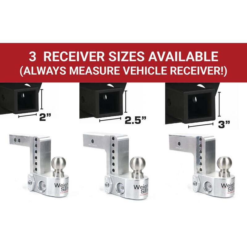 Weigh Safe Aluminum 10" Adjustable Trailer Hitch for 2.5" Receiver w/ Built in Weight Scale - 18,500 lbs GTW - WS10-2.5