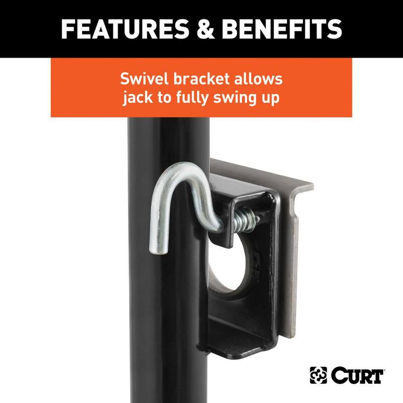 CURT Bracket-Mount Swivel Jack with Side Handle (2,000 lbs., 10" Travel) - 28302