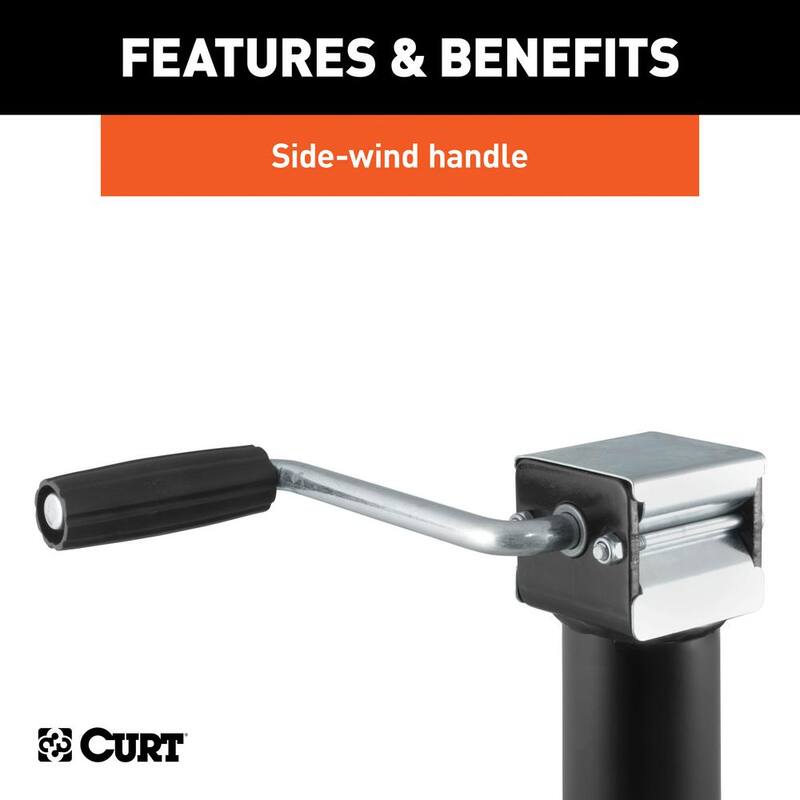 CURT Bracket-Mount Swivel Jack with Side Handle (2,000 lbs., 10" Travel) - 28302