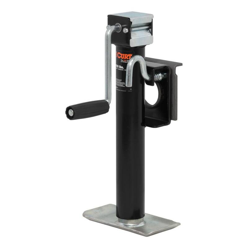 CURT Bracket-Mount Swivel Jack with Side Handle (2,000 lbs., 10" Travel) - 28302
