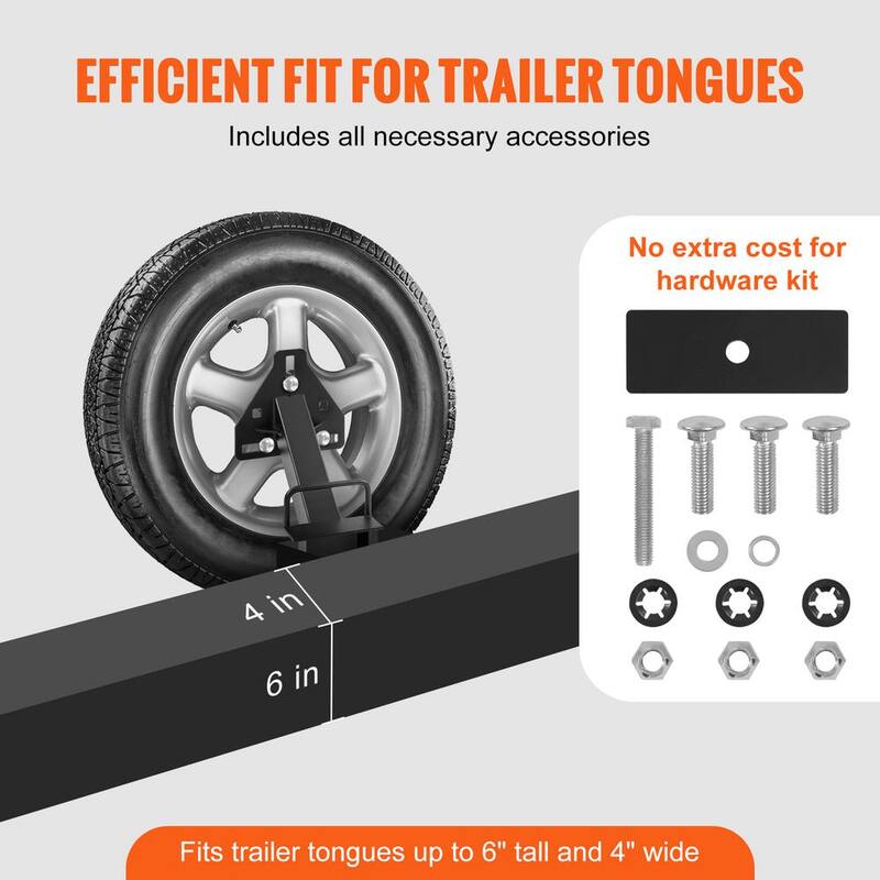 VEVOR Spare Tire Carrier 160 lbs. Trailer Kit Spare Tire Mount for Most 4 & 5 and 6 & 8 Lugs Wheels on 4 in. to 6.5 in. Bolt - BTCFJCK150LBSV8AWV0