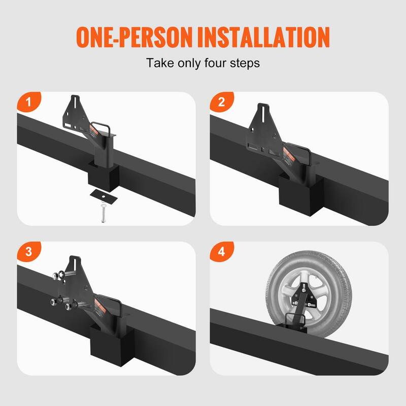 VEVOR Spare Tire Carrier 160 lbs. Trailer Kit Spare Tire Mount for Most 4 & 5 and 6 & 8 Lugs Wheels on 4 in. to 6.5 in. Bolt - BTCFJCK150LBSV8AWV0