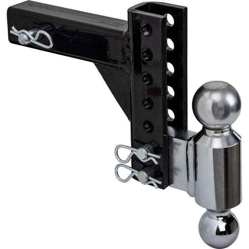 Buyer's Products Adjustable Dual Ball Hitch with 2 in. and 2-5/16 in. Towing Balls for 2 in. Hitch Receivers - 5 in. Drop - 1802600