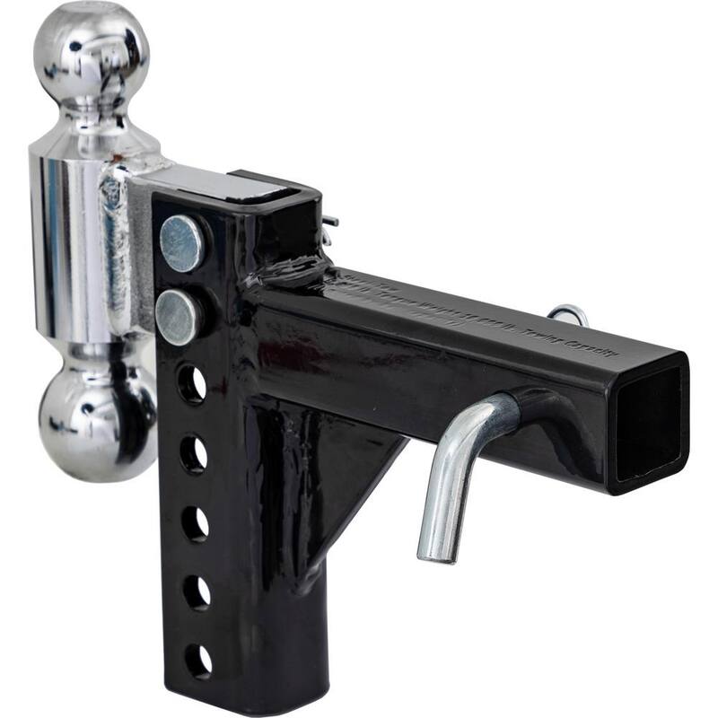 Buyer's Products Adjustable Dual Ball Hitch with 2 in. and 2-5/16 in. Towing Balls for 2 in. Hitch Receivers - 5 in. Drop - 1802600