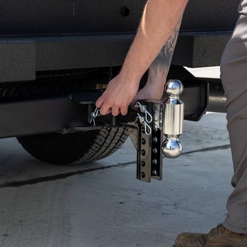Buyer's Products Adjustable Dual Ball Hitch with 2 in. and 2-5/16 in. Towing Balls for 2 in. Hitch Receivers - 5 in. Drop - 1802600