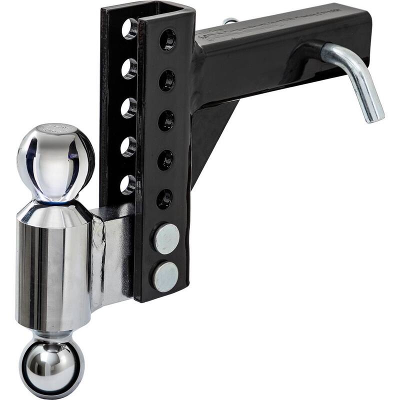 Buyer's Products Adjustable Dual Ball Hitch with 2 in. and 2-5/16 in. Towing Balls for 2 in. Hitch Receivers - 5 in. Drop - 1802600