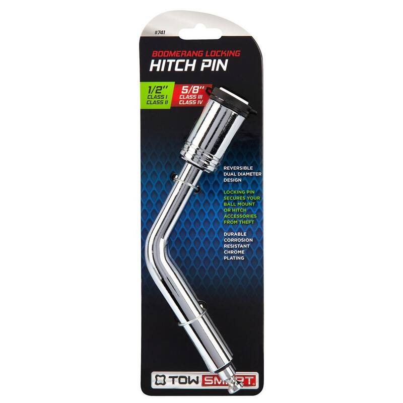 TowSmart Steel Locking Boomerang Hitch Pin - Fits 1/2 in. and 5/8 in. Receivers - 741M