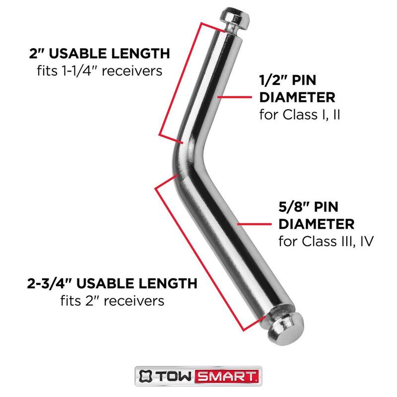 TowSmart Steel Locking Boomerang Hitch Pin - Fits 1/2 in. and 5/8 in. Receivers - 741M