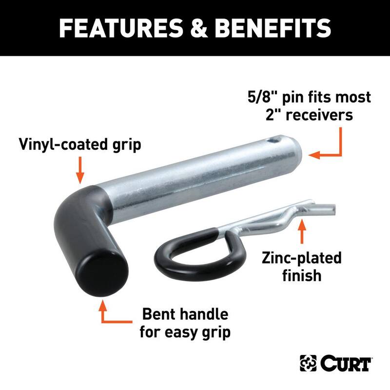 CURT 5/8 in. Hitch Pin (2 in. Receiver, Zinc with Rubber Grip) - 21510