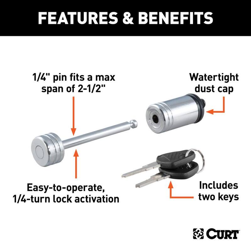 CURT Multi-Use Coupler Lock (6 ft. x 3/8 in. Cable, Vinyl-Coated Braided Steel) - 23522