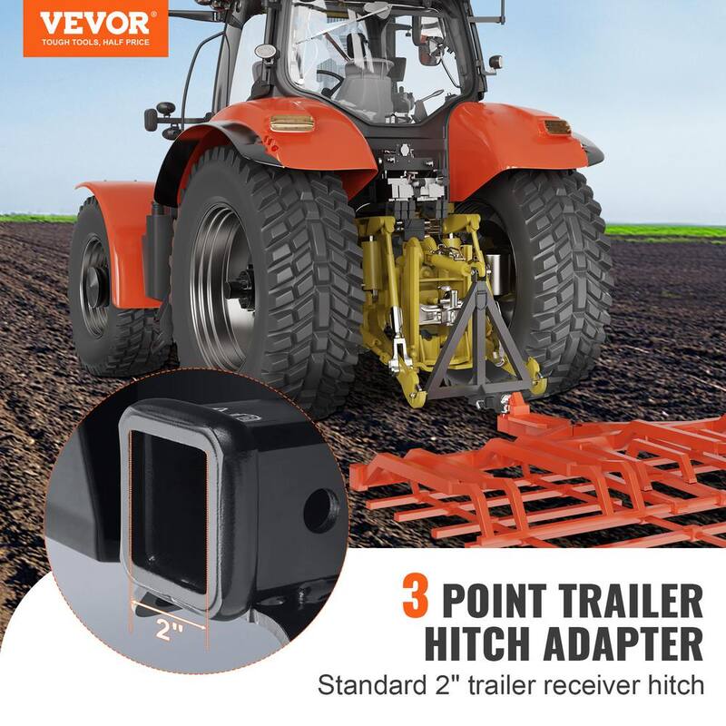 VEVOR 3 Point Hitch Receiver 2 in. Receiver Trailer Hitch Category 1 Tractor Tow Drawbar Adapter for Trailers Farm Equipment - SJXTJ2524YCSOXEDLV0