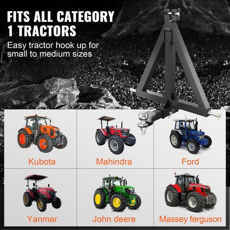 VEVOR 3 Point Hitch Receiver 2 in. Receiver Trailer Hitch Category 1 Tractor Tow Drawbar Adapter for Trailers Farm Equipment - SJXTJ2524YCSOXEDLV0