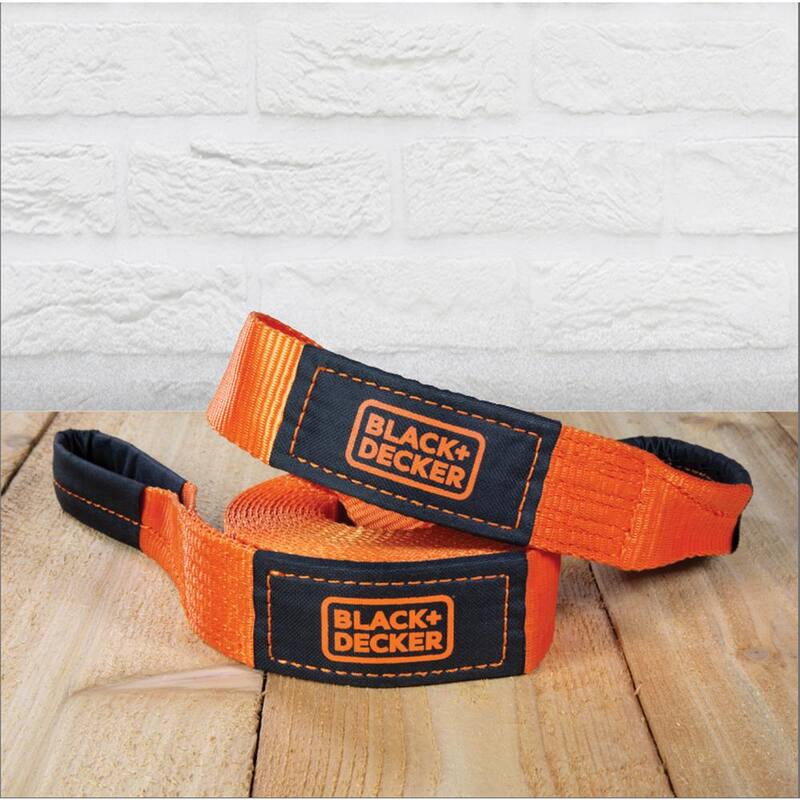 BLACK+DECKER 2 in. x 20 ft. Recovery Strap Rope w/Loop Ends - 9,000 LB. Break Strength - BD1001